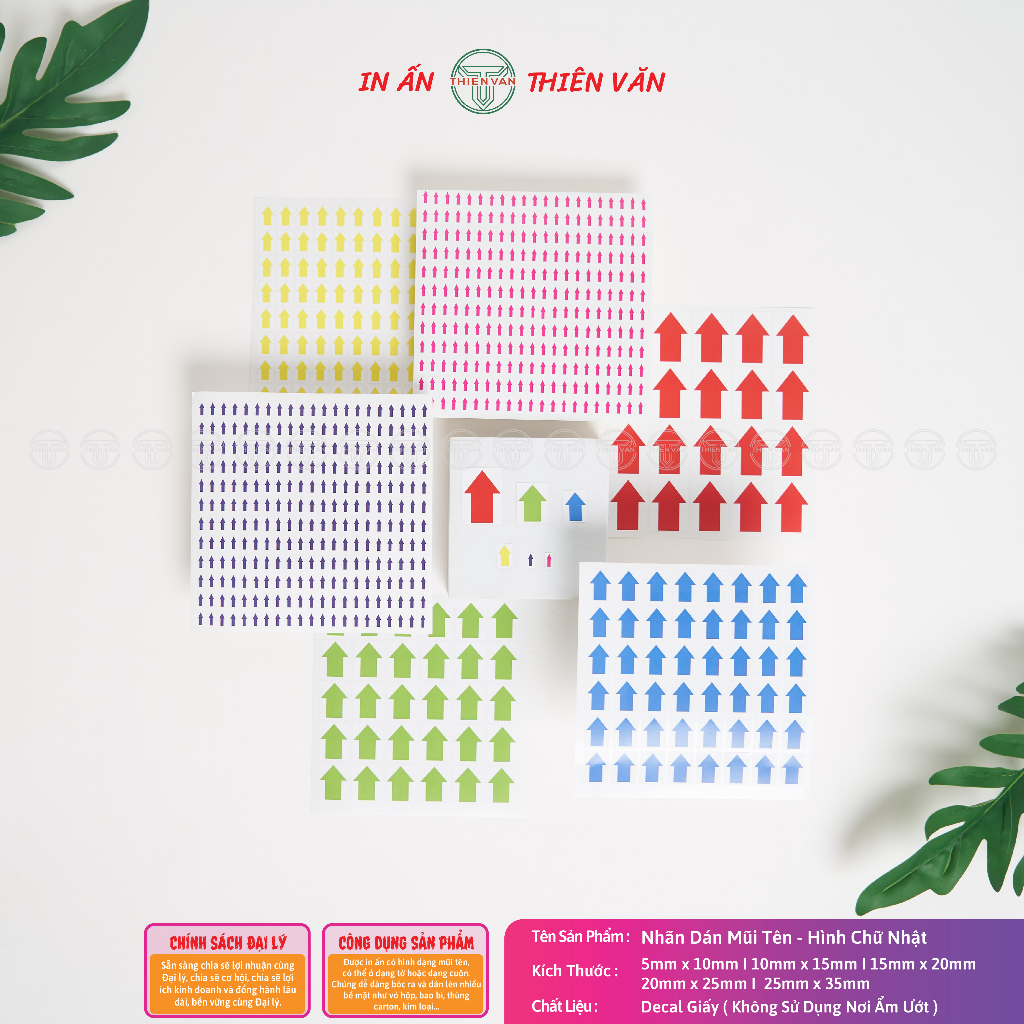 Nhãn Dán Mũi Tên Hình Chữ Nhật - Dán Lỗi - Đánh Dấu - Phân Biệt Sản Phẩm...vv - Đa Dạng Kích Thước - Màu Sắc