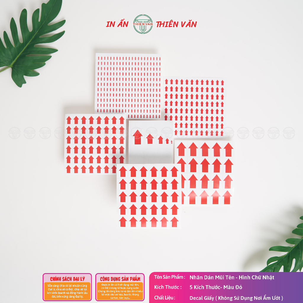 Nhãn Dán Mũi Tên Hình Chữ Nhật - Dán Lỗi - Đánh Dấu - Phân Biệt Sản Phẩm...vv - Đa Dạng Kích Thước - Màu Sắc