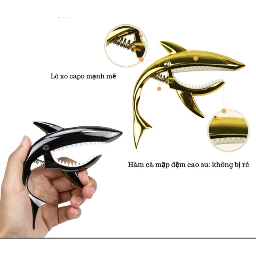 Kẹp capo guitar cá mập cao cấp dành cho đàn ghita acoustic, classic