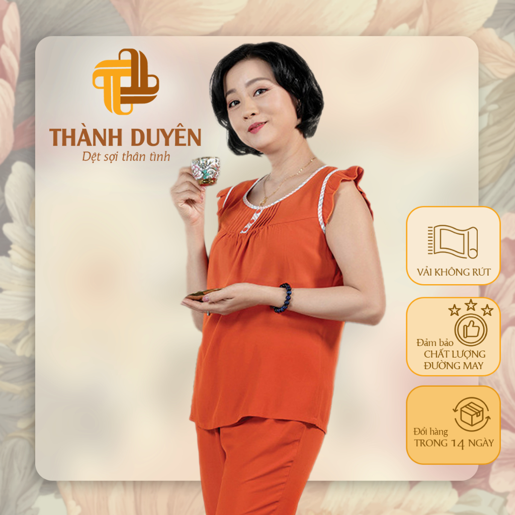 Đồ bộ Tole nữ mặc nhà (Big size) Thành Duyên quần lửng, tay cánh tiên, thoáng mát, không rút - 2511CTL (05-06)