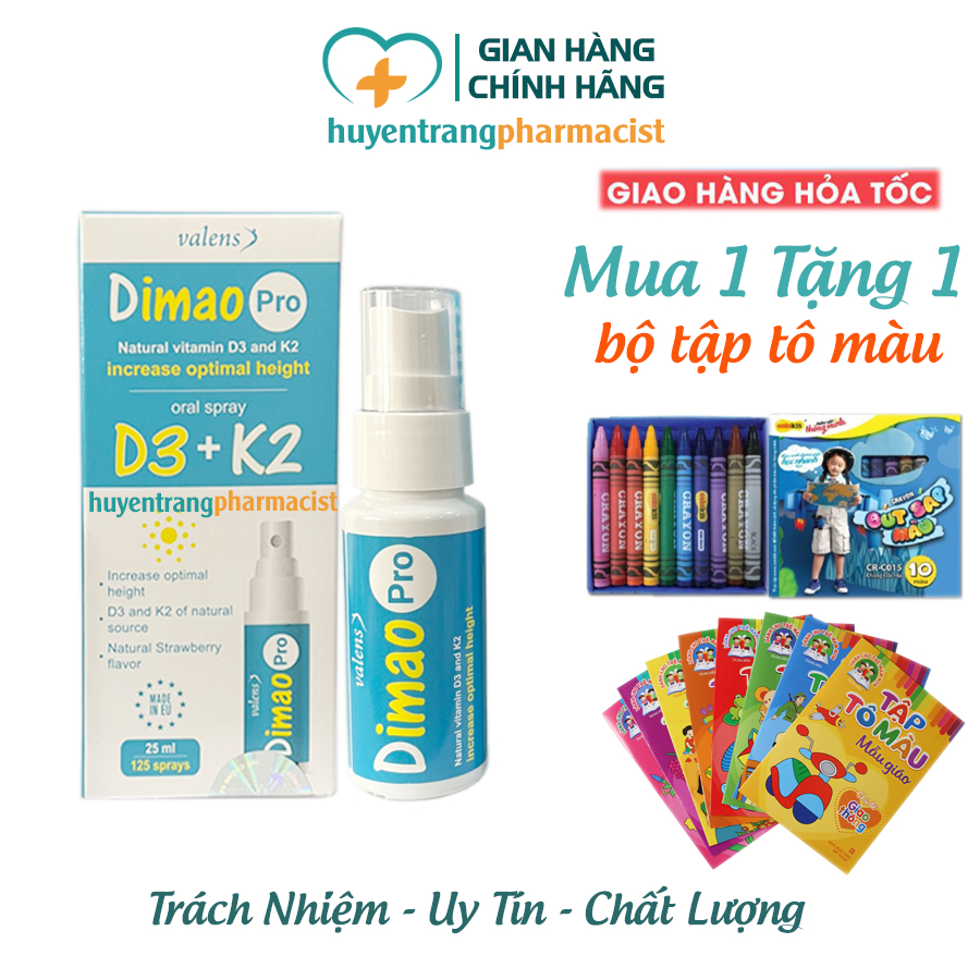 Dimao Pro - bổ sung d3 k2 dạng xịt, tăng cường hấp thu canxi, vitamin d3 k2 dạng xịt Dimao pro (Lọ 25ml)