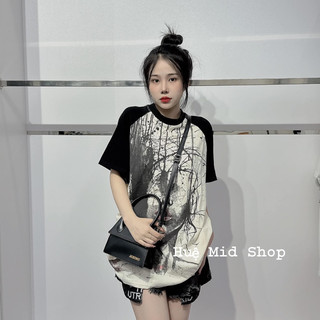  Áo thun chất cotton khô 3158 form rộng tay lỡ - raplang cô gái loang