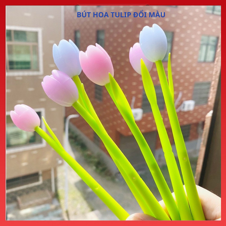 Bút bi đổi màu hoa tulip dưới nắng ngòi bút 0.5mm mực đẹp nét chữ đều dễ thương cho học sinh