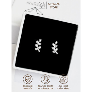 Khuyên tai Bạc Ta Cáo Bạc Jewellery lá nguyệt quế đính đá mini đáng yêu, dễ thương quà tặng bạn gái