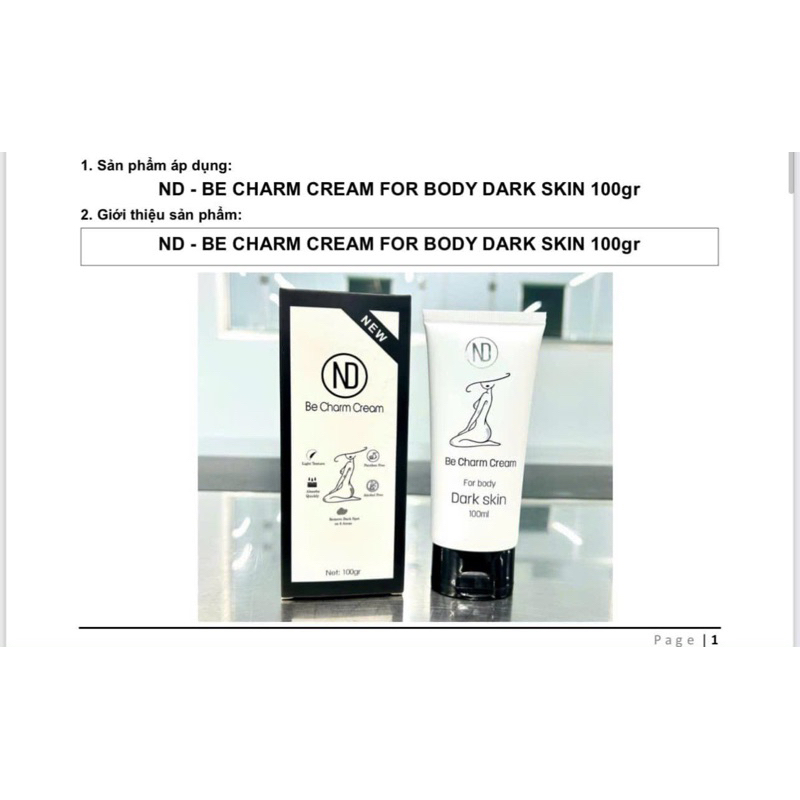 Kem Giảm Thâm Mông Đa Năng 6IN1 Be Charm Cream For Body Dark Skin - 100ml