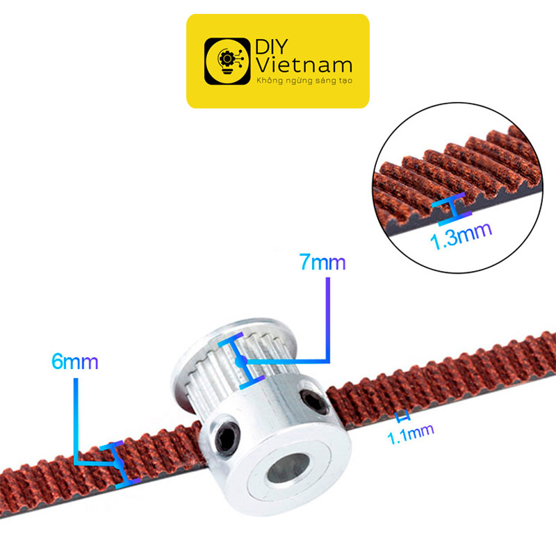 Dây curoa GT2 bản 6mm vòng kín chu vi 158mm
