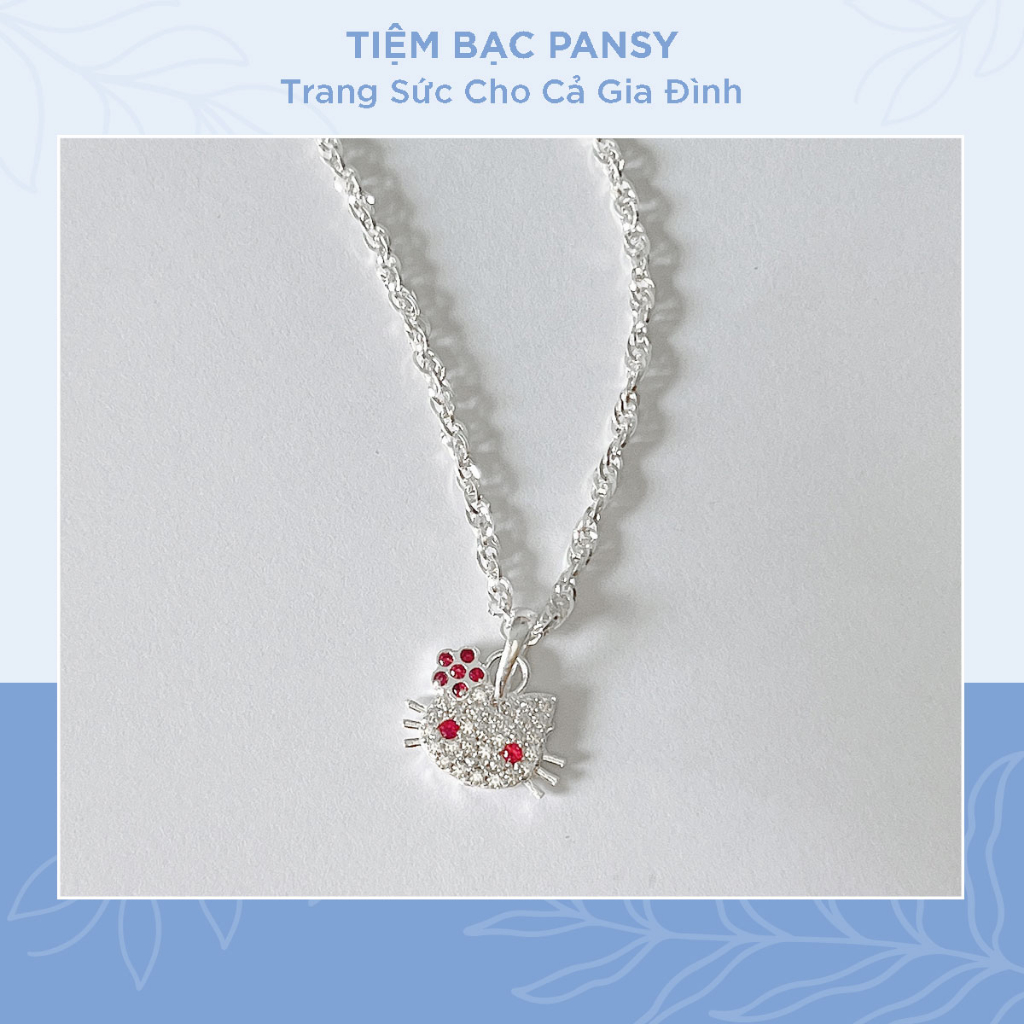 Dây chuyền bạc cho bé gái hình Hello Kitty - Vòng cổ trẻ em dễ thương bằng bạc ta cao cấp