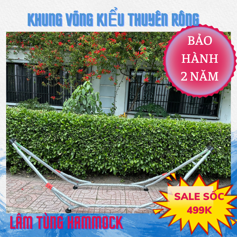 Khung võng xếp sơn tĩnh điện  kiểu Thuyền rồng ống lớn. Bảo hành 24 tháng