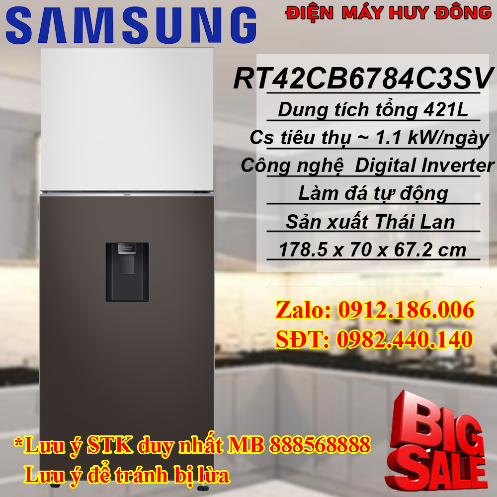 Tủ lạnh Samsung Inverter 406 lít Bespoke RT42CB6784C3SV