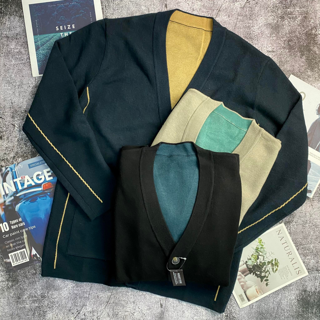 Áo len cardigan AND.Z viền kẻ xuất Hàn