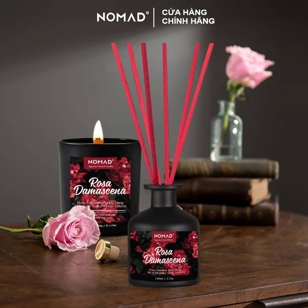 Nến Thơm Mùi Hoa Hồng Cao Cấp Nomad Signature Scented Candle 230g - Rosa Damascena