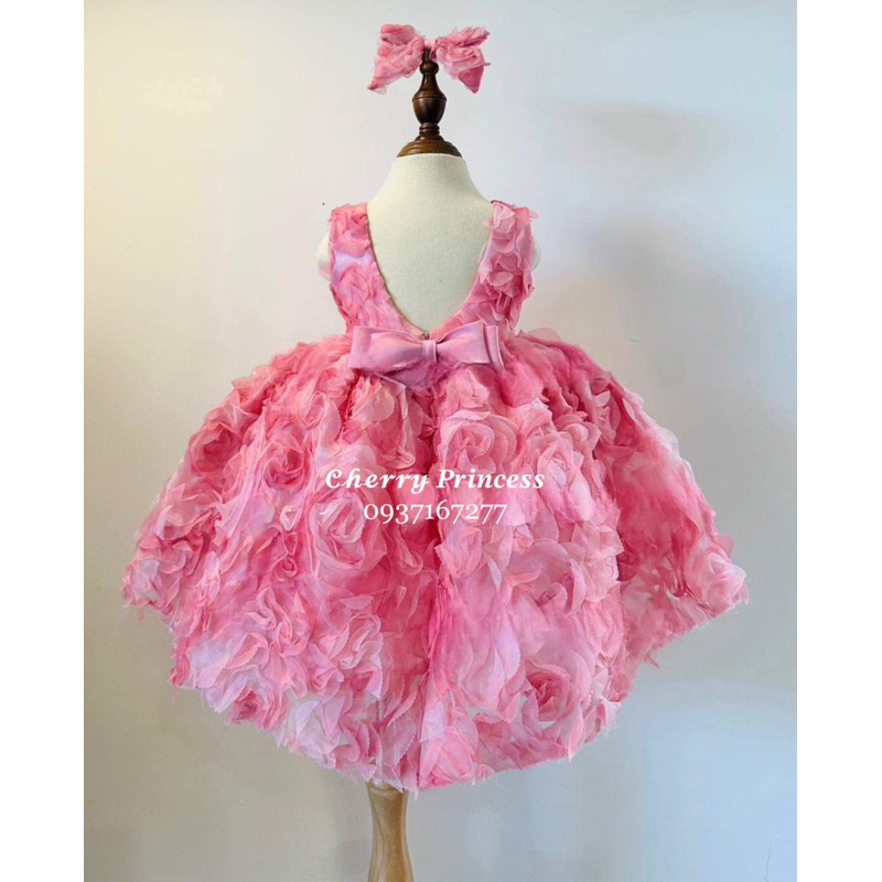 𝐑𝐨𝐬𝐢𝐞 𝐃𝐫𝐞𝐬𝐬 -🌹Đầm công chúa Váy công chúa bé gái thiết kế hoa hồng 3D cao cấp 1-10 tuổi