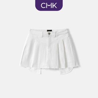Chân váy jean xếp ly CHICMONKI lộ túi màu trắng - Jeans Skort CMJ1369