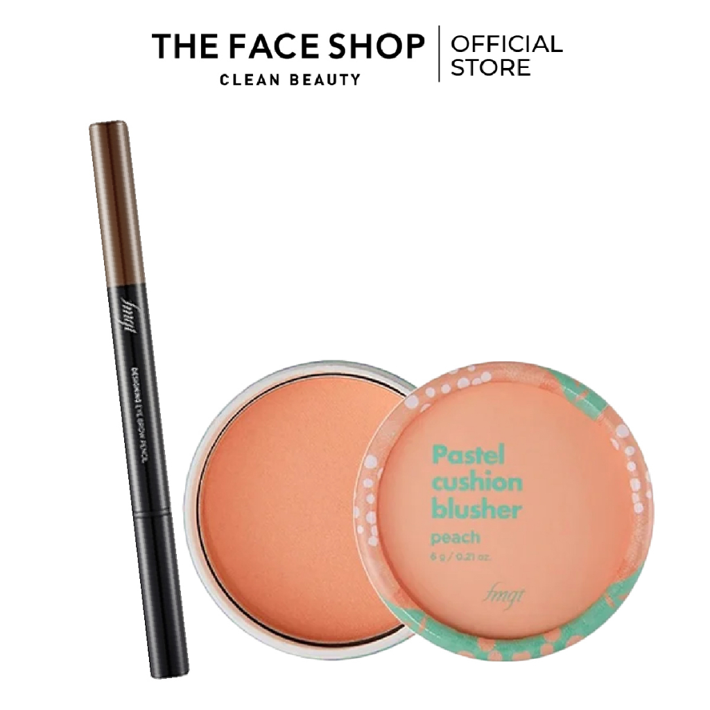 Combo Phấn Má Hồng Trang Điểm THE FACE SHOP Pastel Cushion Blusher 5g & Chì Chân Mày