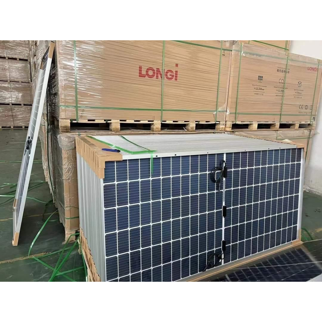 Tấm pin năng lượng mặt trời Longi 450W haflcell 2 mặt kính - hàng mới 100%