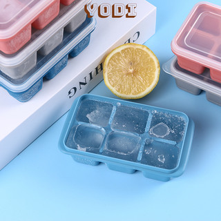 Khay đá 6 ô silicon có nắp, khay đá 6 ô có nắp đậy, chất liệu silicon an toàn, khay 6 ô có nắp đậy bảo quản đá sạch sẽ