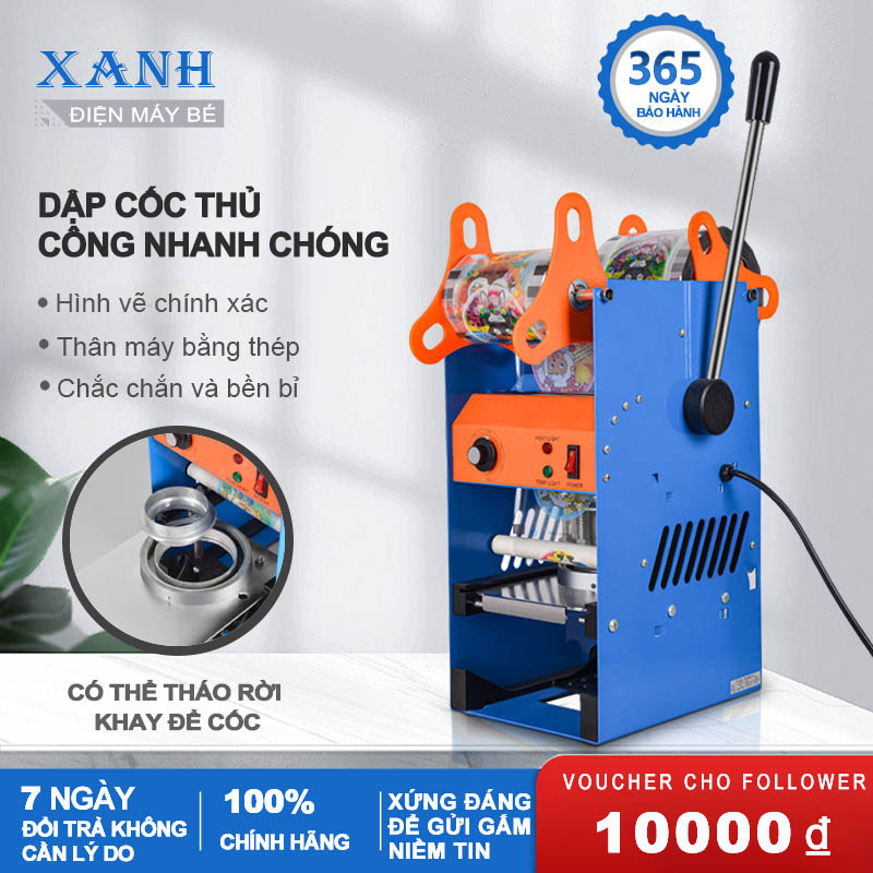 Máy dập miệng cốc thủ công dùng trong kinh doanh tiệm trà sữa, dập được nhiều kích cỡ miệng cốc