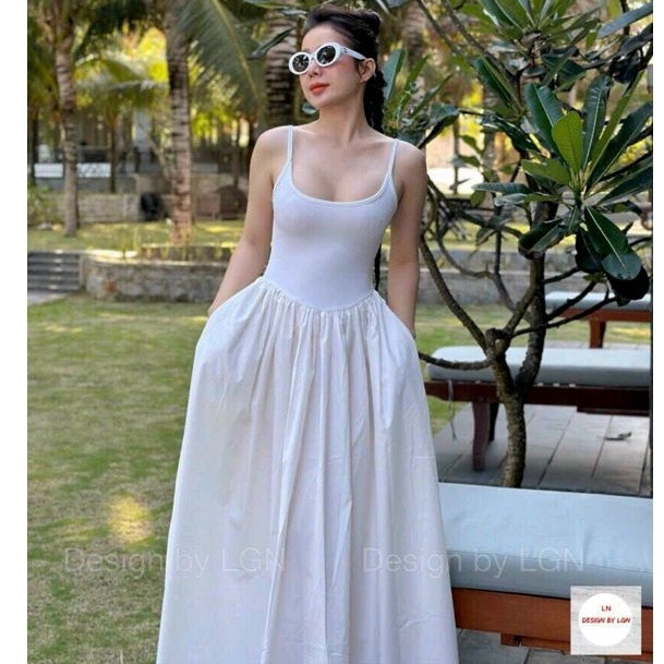Đầm maxi ba lỗ dáng dài xoè cực dễ thương phong cách sang chảnh cho nữ đi chơi dự tiệc
