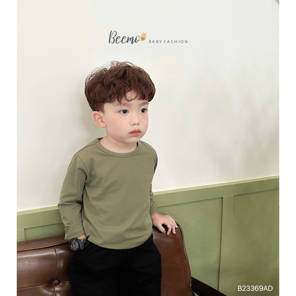 Áo phông Beemo dài tay cho bé trai basic chất liệu poly co giãn, giữ ấm tốt mặc đi học, đi chơi, mix đồ B23369AD