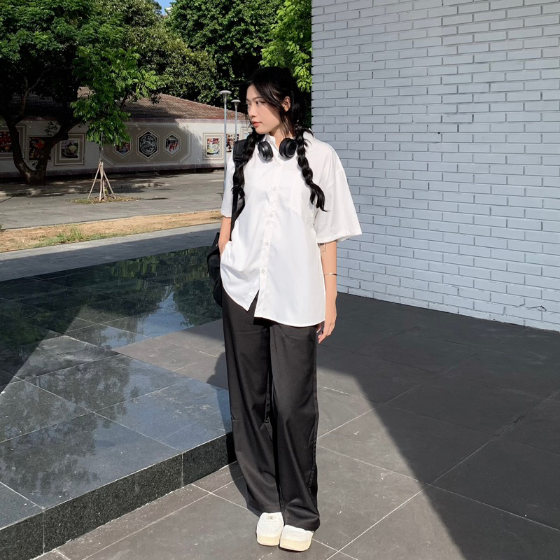 Sơ mi trắng tay ngắn 1 túi