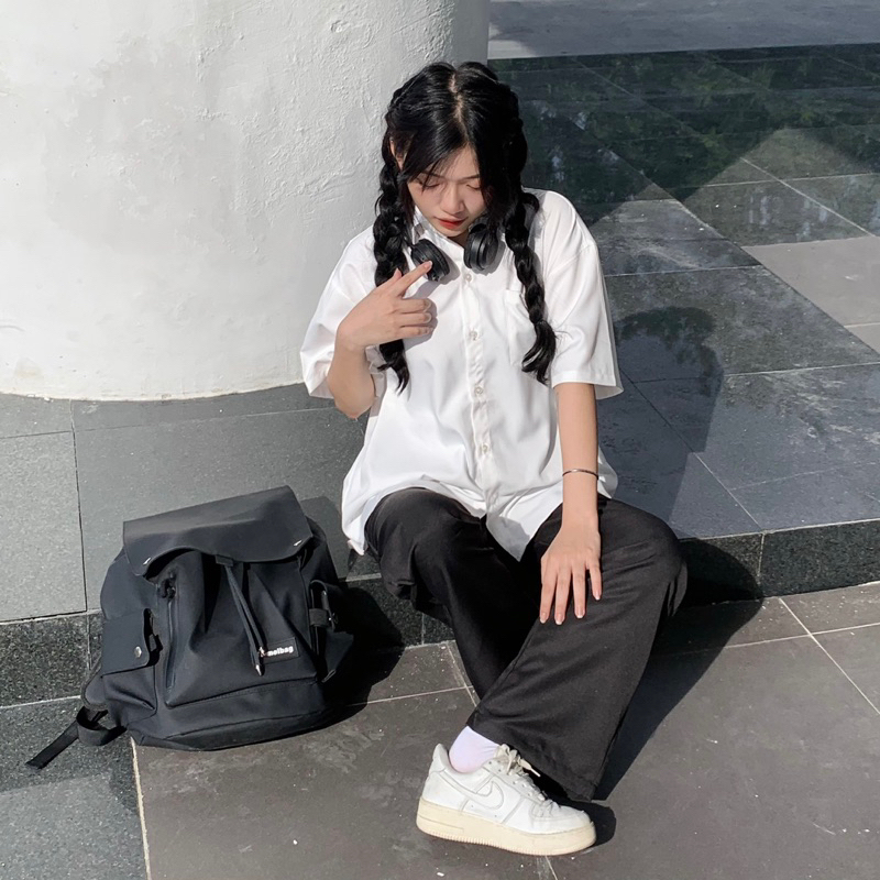 Sơ mi trắng tay ngắn 1 túi
