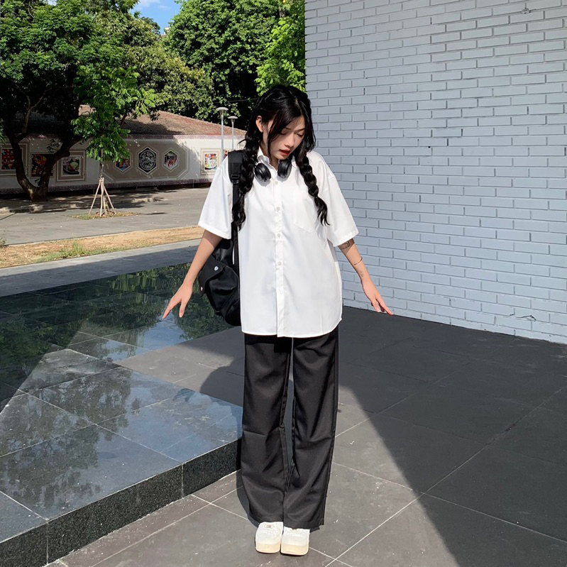 Sơ mi trắng tay ngắn 1 túi