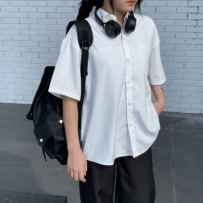Sơ mi trắng tay ngắn 1 túi