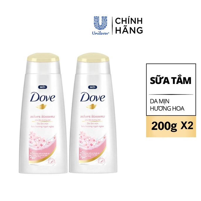 [HB Gift-PC] Combo 2 Sữa Tắm Dưỡng Thể Dove Sakura Blossoms 200g/chai