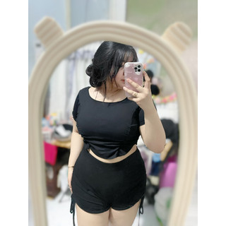 Áo thun cổ u nhún eo nữ bigsize - A37