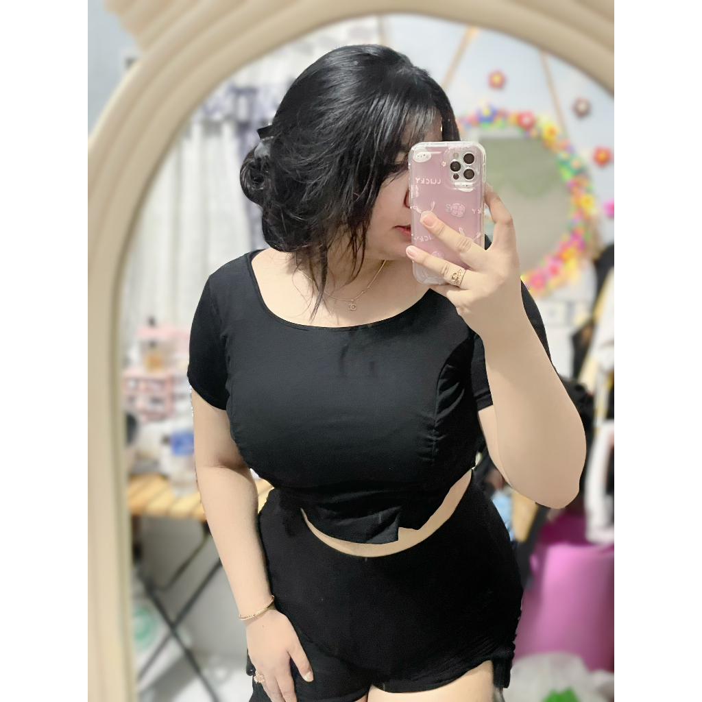 Áo thun cổ u nhún eo nữ bigsize