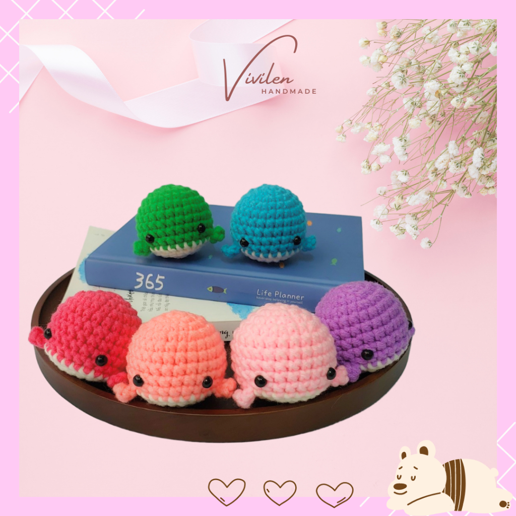 Móc khóa len, móc khóa cá voi bằng len