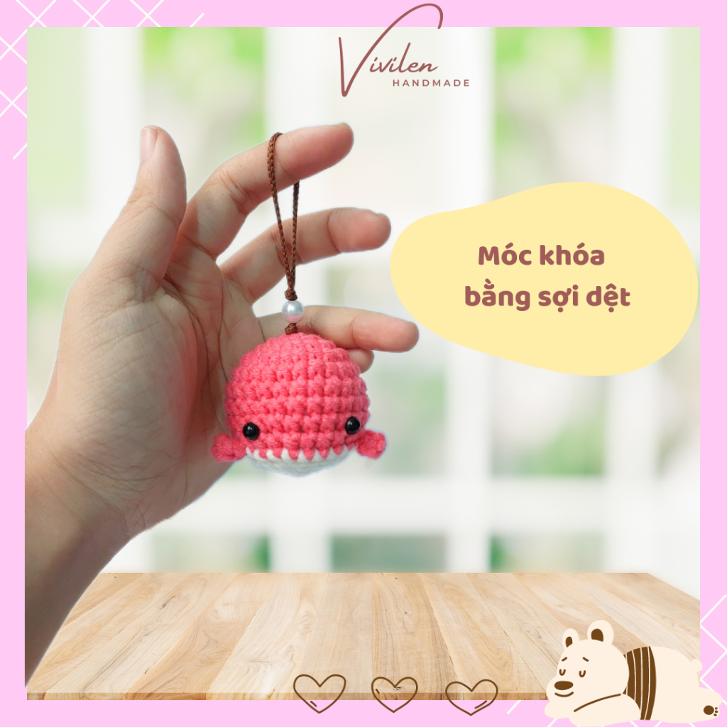 Móc khóa len, móc khóa cá voi bằng len