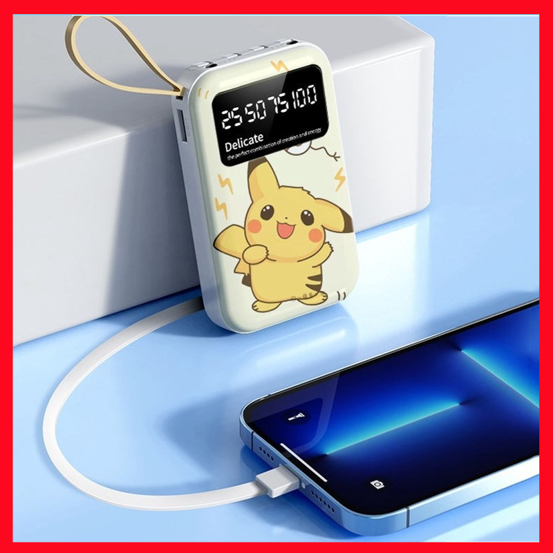 Sạc dự phòng mini 20000mAh có sạc dự phòng 4 dây, tương thích với mọi dòng điện thoại
