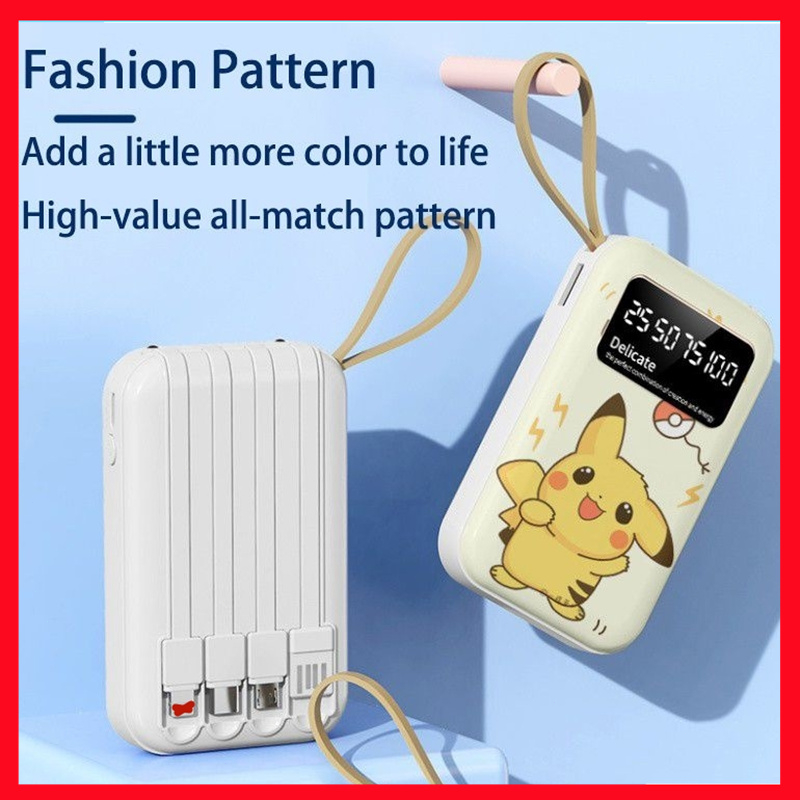 Sạc dự phòng mini 20000mAh có sạc dự phòng 4 dây, tương thích với mọi dòng điện thoại