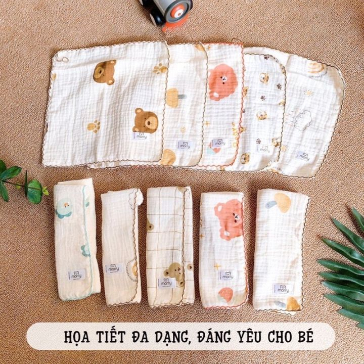 Khăn Sữa Muslin 2 Lớp Cao Cấp Cho Bé Kích Thước 30x30cm Dùng Cho Trẻ Sơ Sinh Và Trẻ Nhỏ