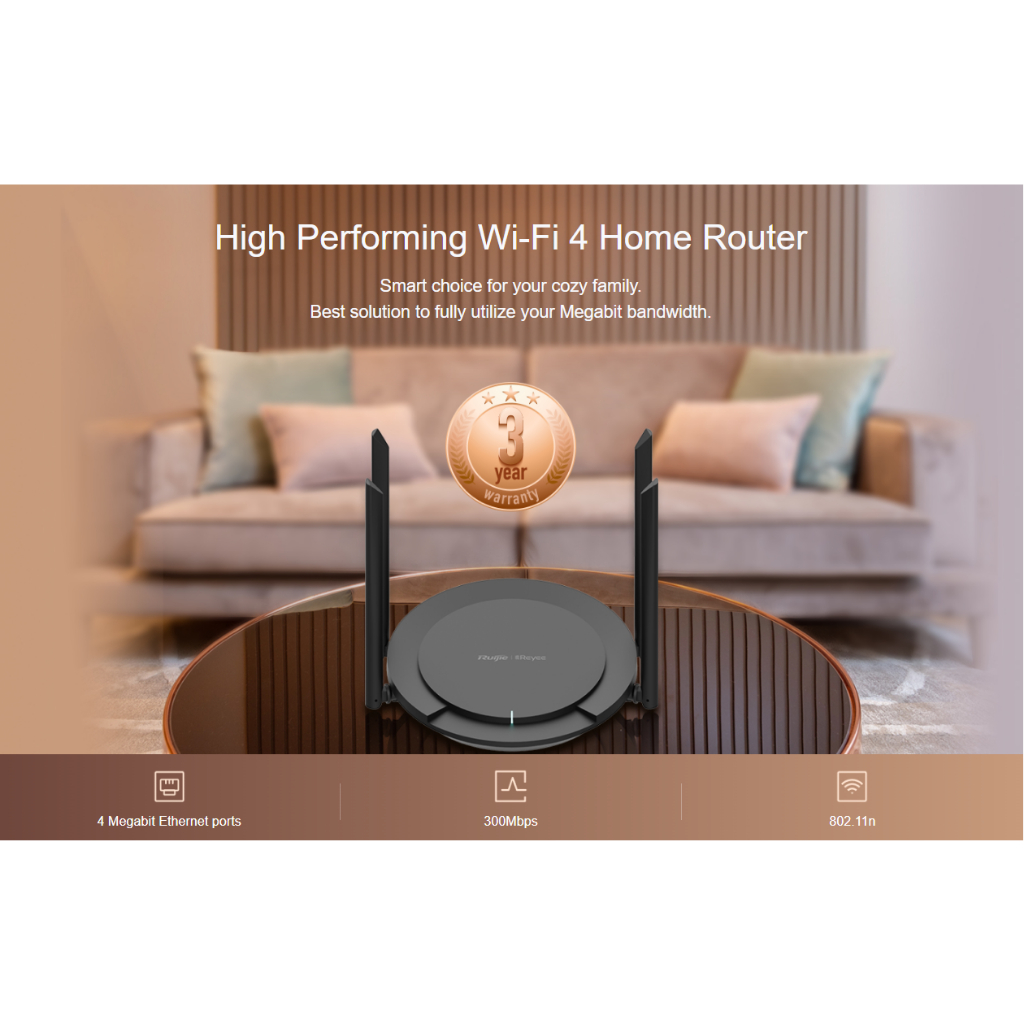 Bộ Phát Wifi Ruijie RG-EW300 PRO 300Mbps - Wireless Smart Router Hàng Chính Hãng