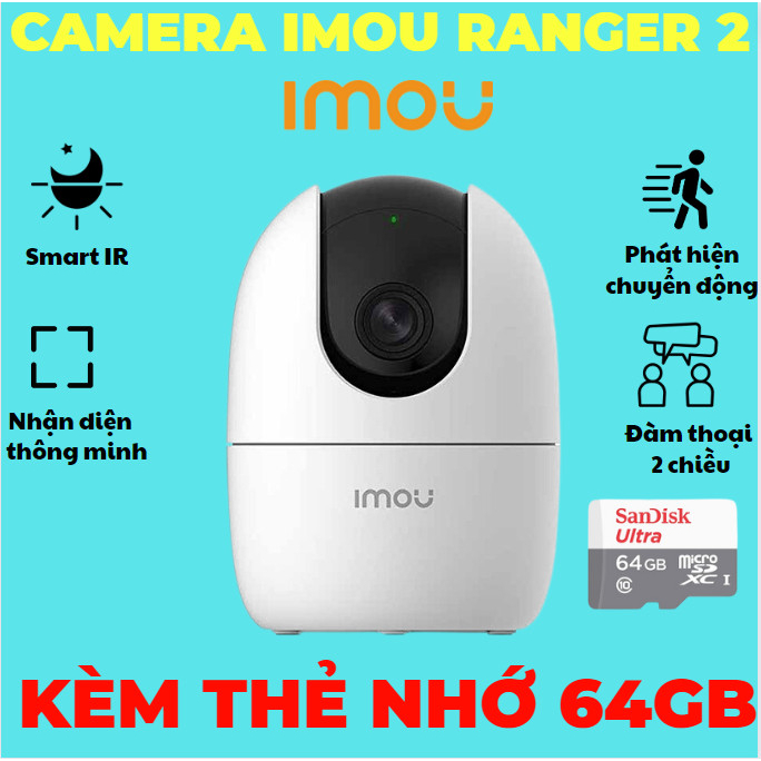 Camera wifi IMOU Ranger  A22EP-L 2.0Megapixel, xoay 360 độ, có đàm thoại, phát hiện chuyển động – Hàng chính hãng Bảo hà