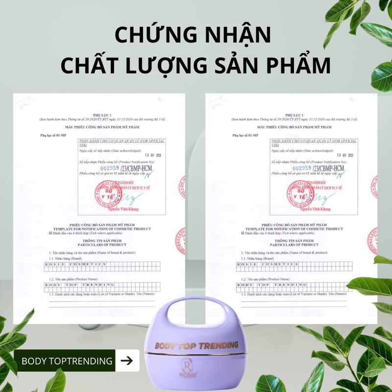 KEM BODY TOP TRENDING - Nâng tone, dưỡng trắng, chống nắng