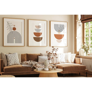 Set 3 tranh treo tường canvas chủ đề trừu tượng tối giản 