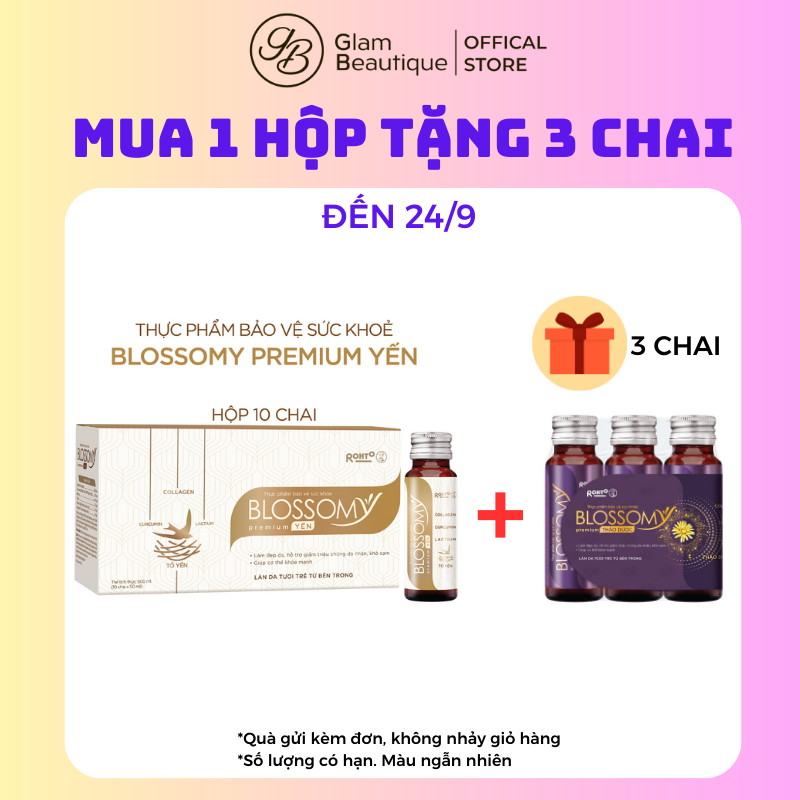 Nước collagen BLOSSOMY PREMIUM YẾN 50ml/10 hộp Glam Beautique