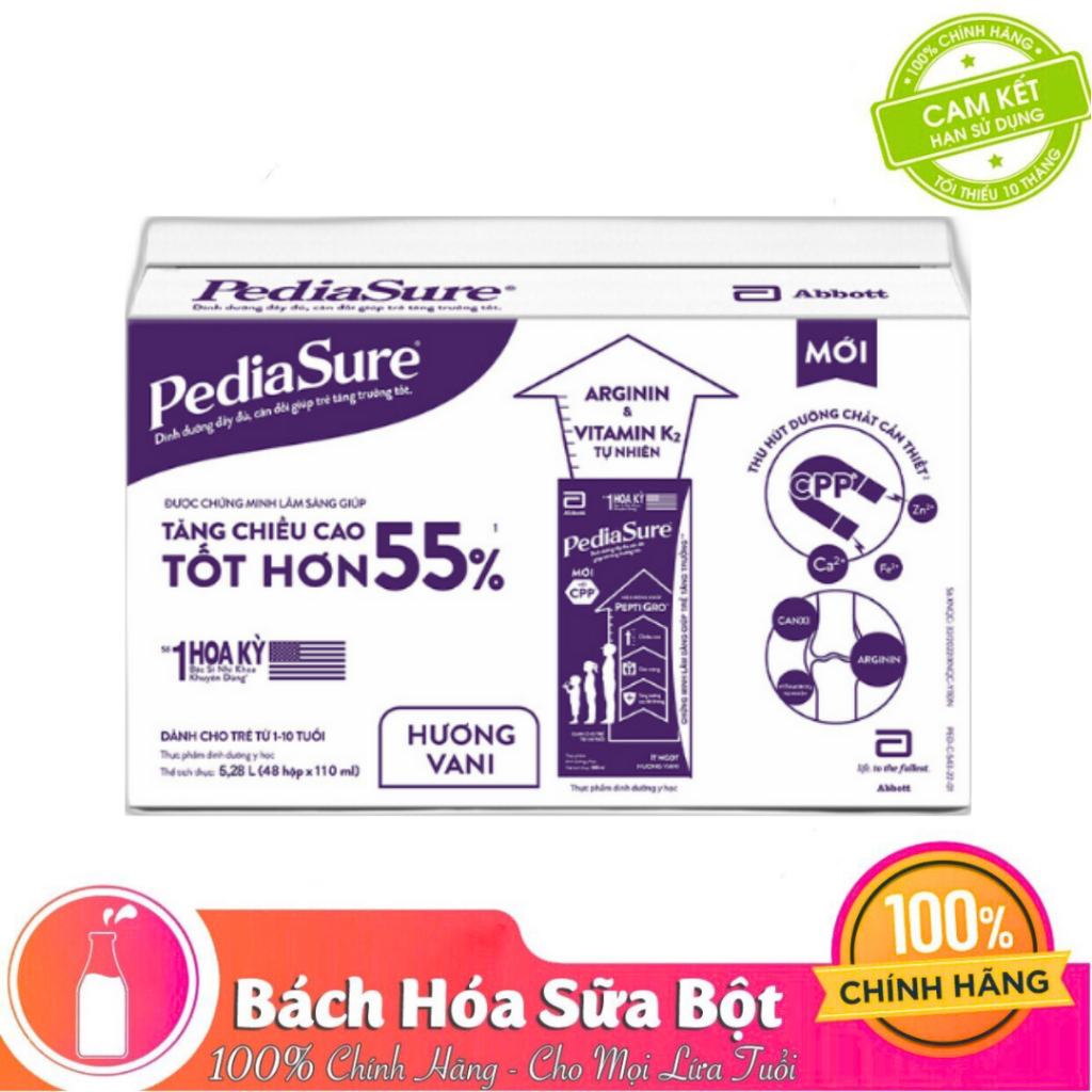 Sữa Nước Abbott Pediasure Hương Vani 110ml (1 Thùng / 12 Lốc/ 48 Hộp)