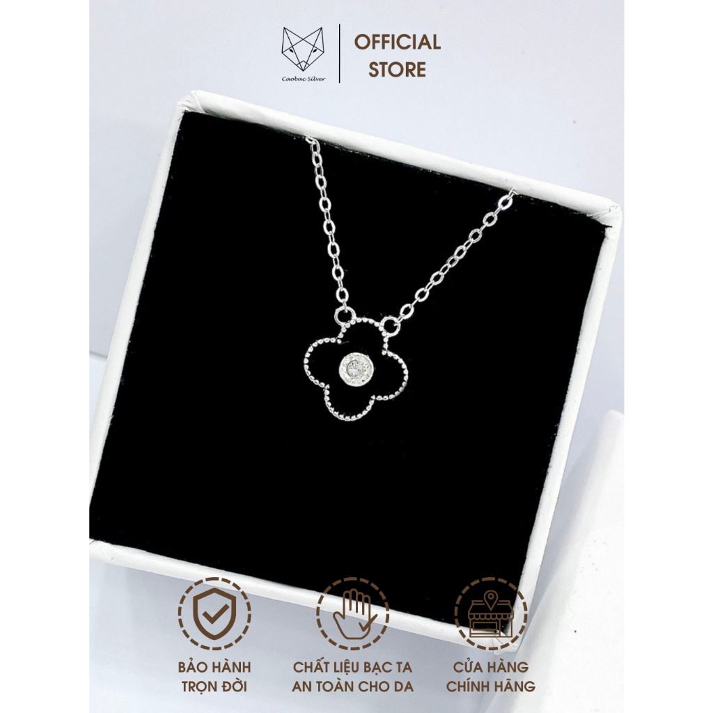 Dây chuyền Bạc Ta Cáo Bạc Jewellery vòng cổ nữ bốn lá đá đen kiểu mới hot hit hiện đại làm quà tặng bạn gái