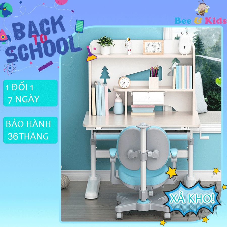 Bộ Bàn Học Thông Minh Chống Gù Chống Cận BAK 90 - Bàn Điều Chỉnh Độ Cao Theo Lứa Tuổi Cho Bé Kích Thước 90x65Cm