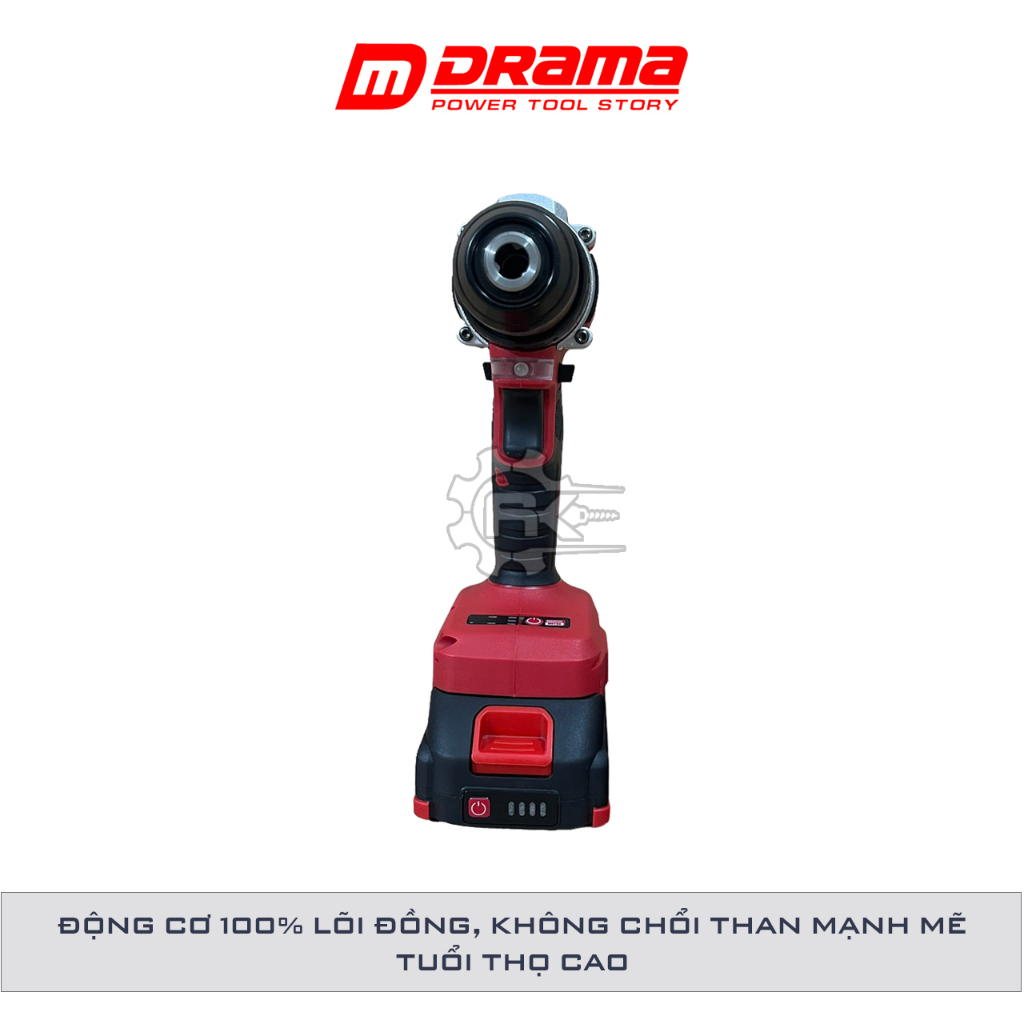 Máy khoan dùng pin DRAMA D5221, 2 Chức Năng, Không Chổi Than, Có KHOÁ TRỤC, Tặng 1 túi vải