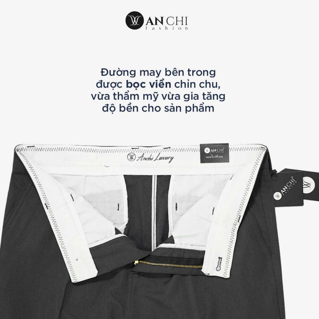 Quần Kaki Trung Niên Nam Cotton Sợi Sồi ANCHI Xám Đậm Ống Suông Co Giãn Cao Cấp