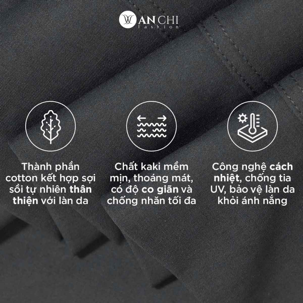Quần Kaki Trung Niên Nam Cotton Sợi Sồi ANCHI Xám Đậm Ống Suông Co Giãn Cao Cấp