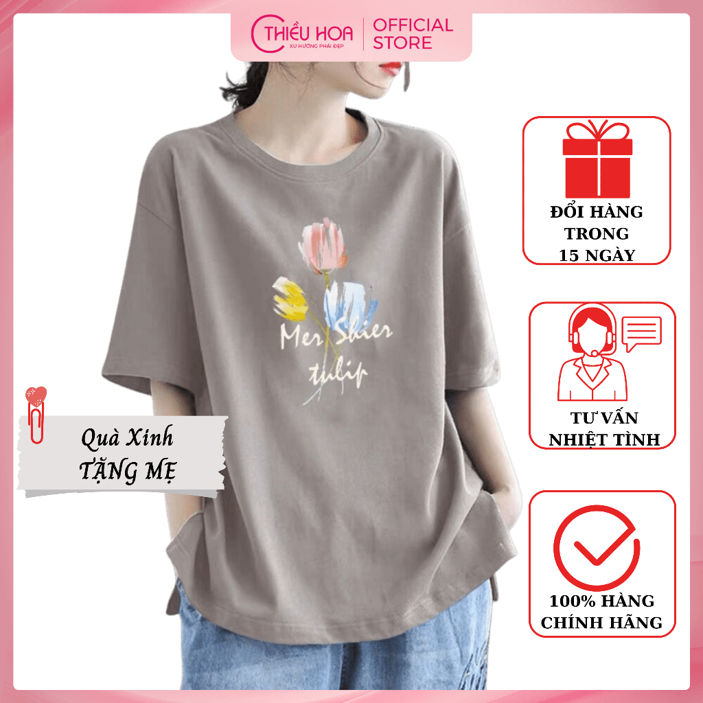 Áo thun trung niên, chất liệu cotton mềm mát, co dãn tốt, họa tiết bắt mắt thương hiệu Thiều Hoa AN3B0601