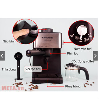 Máy pha cà phê Espresso, Capuchino Tiross TS621, hàng chính hãng, bảo hành 12 tháng