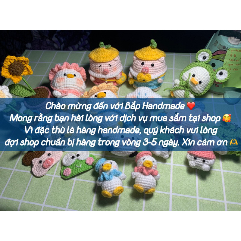 📌 Đôi Móc khoá Lavar đỏ/ vàng bằng len handmade