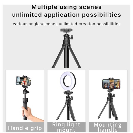 ULANZI MT-34 - HÀNG CHÍNH HÃNG - Chân Tripod tích hợp ngàm kẹp điện thoại, ballhead xoay 360°